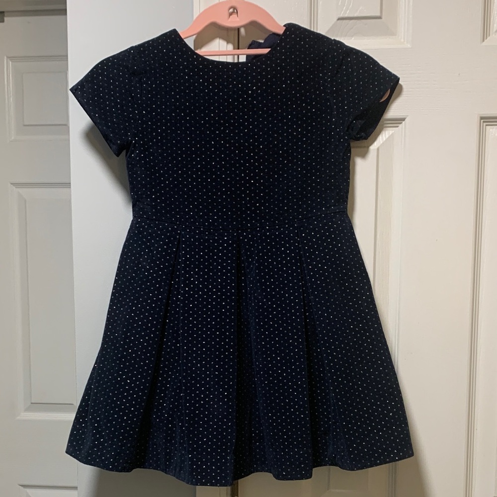 Jacadi Dark Blue Kids Dress with White Dots